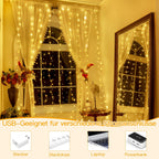 Ollny 300 LED 3m*3m USB-Lichterkette mit Haken, warmweiß