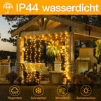 Ollny 300 LED 3m*3m USB-Lichterkette mit Haken, warmweiß