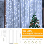 Ollny 300 LED 3m*3m USB-Lichterkette mit Haken, Kaltweiß
