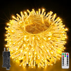 Ollny 600 LED 60m Warmweiße Weihnachtsbeleuchtung (Transparentes Kabel, Steckeranschluss, 8 Modi)