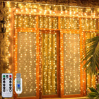 Ollny 300 LEDs 3m*3m Weihnachtslichterkette (Warmweiß, Transparentes Kabel, USB-Aufladung, 8 Modi)